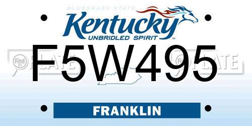 F5W495 Kentucky License Plate