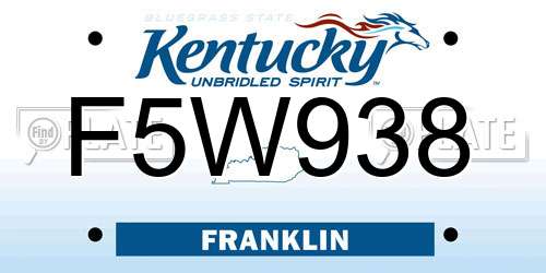 F5W938 Kentucky License Plate