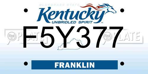 F5Y377 Kentucky License Plate