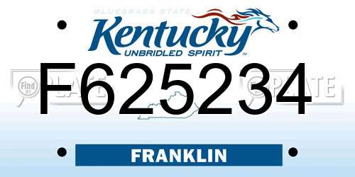 F625234 Kentucky License Plate