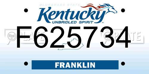 F625734 Kentucky License Plate