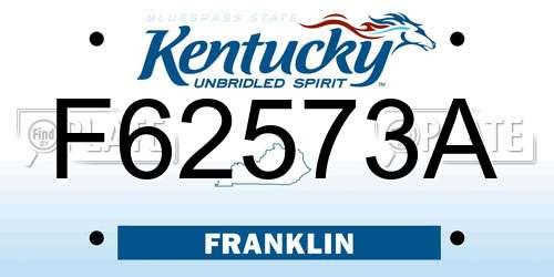 F62573A Kentucky License Plate