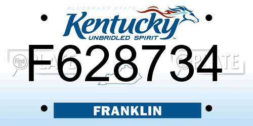F628734 Kentucky License Plate