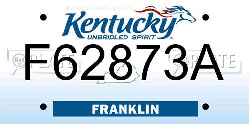 F62873A Kentucky License Plate