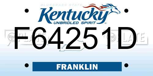 F64251D Kentucky License Plate