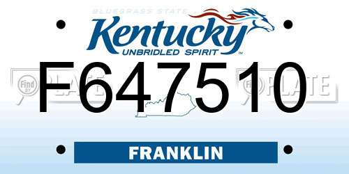F647510 Kentucky License Plate