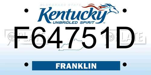 F64751D Kentucky License Plate