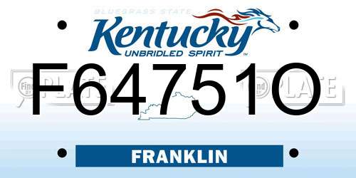 F64751O Kentucky License Plate