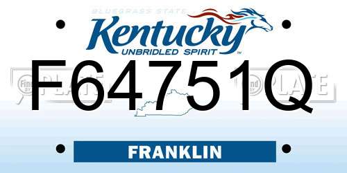 F64751Q Kentucky License Plate