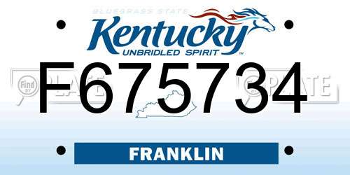 F675734 Kentucky License Plate
