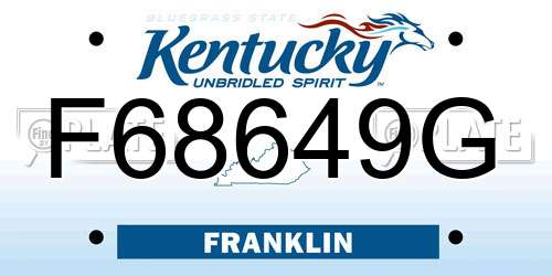 F68649G Kentucky License Plate