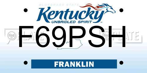 F69PSH Kentucky License Plate