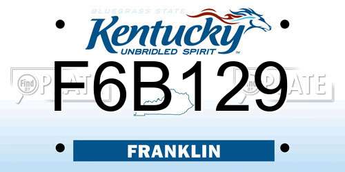 F6B129 Kentucky License Plate
