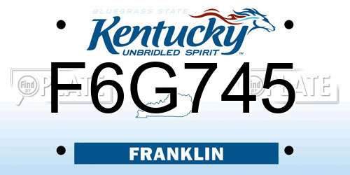 F6G745 Kentucky License Plate