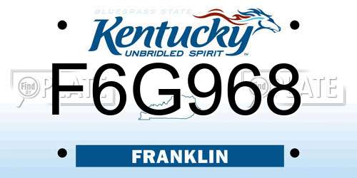 F6G968 Kentucky License Plate