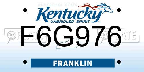 F6G976 Kentucky License Plate