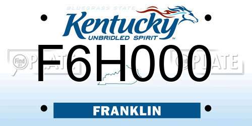 F6H000 Kentucky License Plate