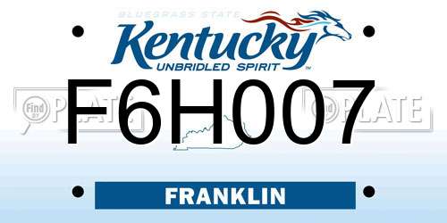 F6H007 Kentucky License Plate