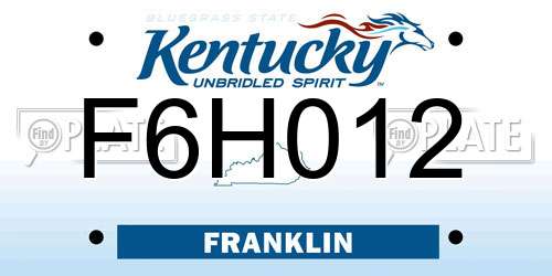 F6H012 Kentucky License Plate