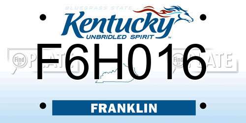 F6H016 Kentucky License Plate