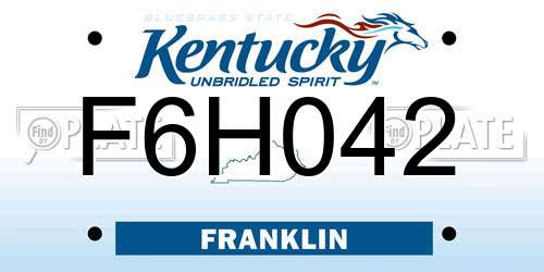 F6H042 Kentucky License Plate