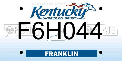 F6H044 Kentucky License Plate