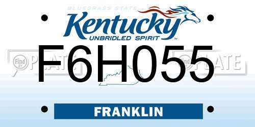 F6H055 Kentucky License Plate