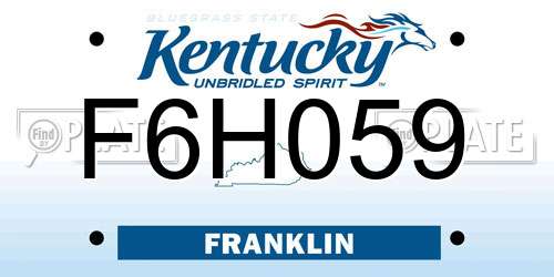 F6H059 Kentucky License Plate