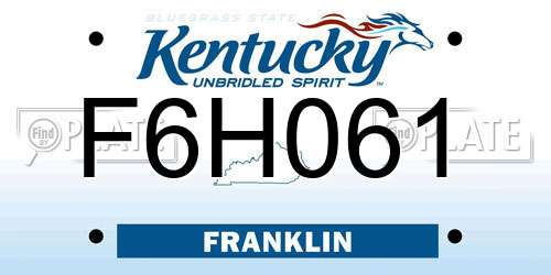 F6H061 Kentucky License Plate