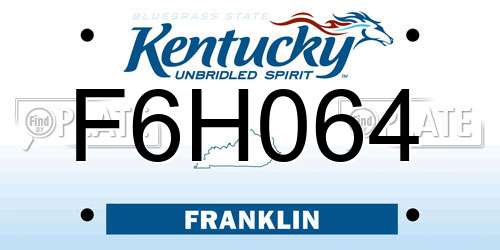 F6H064 Kentucky License Plate