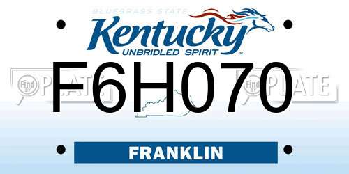 F6H070 Kentucky License Plate