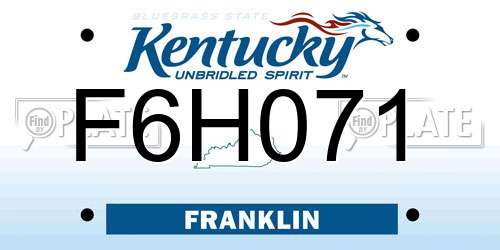 F6H071 Kentucky License Plate
