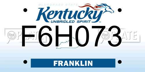 F6H073 Kentucky License Plate