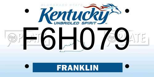 F6H079 Kentucky License Plate