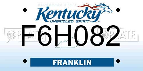 F6H082 Kentucky License Plate