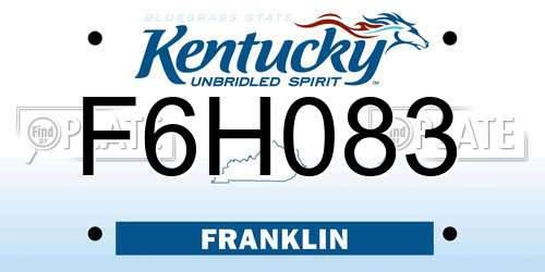 F6H083 Kentucky License Plate