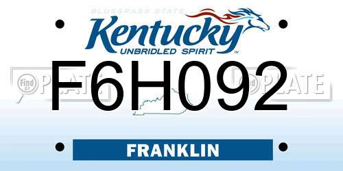 F6H092 Kentucky License Plate