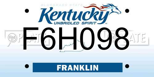 F6H098 Kentucky License Plate