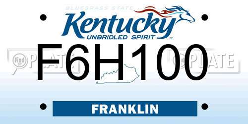 F6H100 Kentucky License Plate