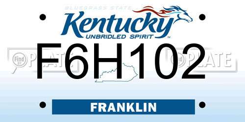 F6H102 Kentucky License Plate