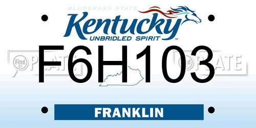 F6H103 Kentucky License Plate