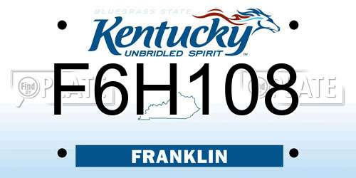 F6H108 Kentucky License Plate