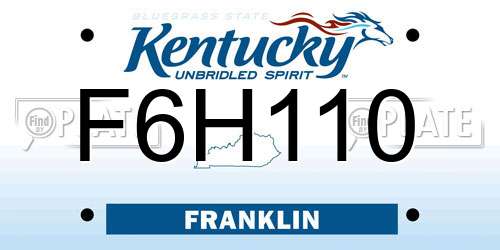 F6H110 Kentucky License Plate