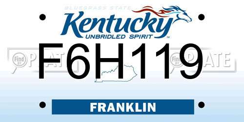 F6H119 Kentucky License Plate