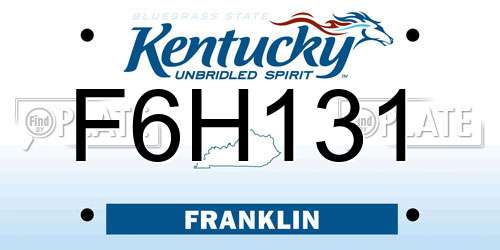 F6H131 Kentucky License Plate