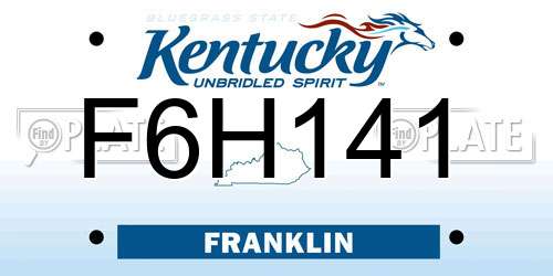 F6H141 Kentucky License Plate
