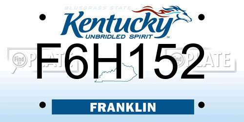 F6H152 Kentucky License Plate