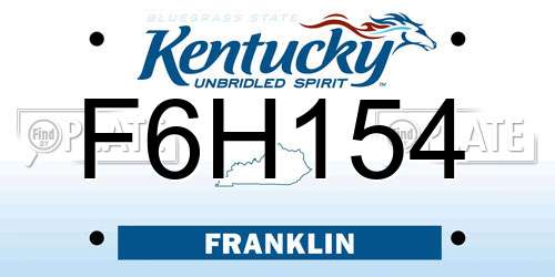 F6H154 Kentucky License Plate