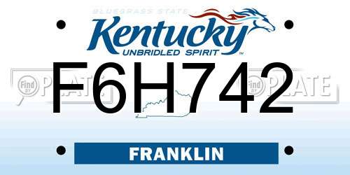 F6H742 Kentucky License Plate