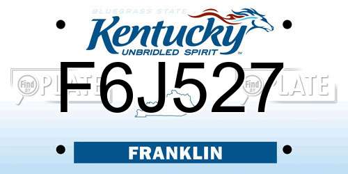 F6J527 Kentucky License Plate